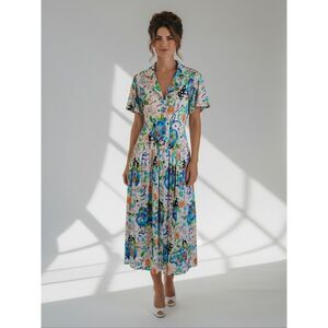 Leo Danal Vintage Belted Short Sleeve Button Down Celebration Dress